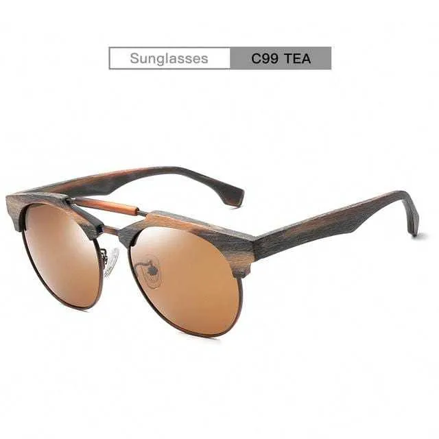 Men Women QianJing Retro Wood Sunglasses