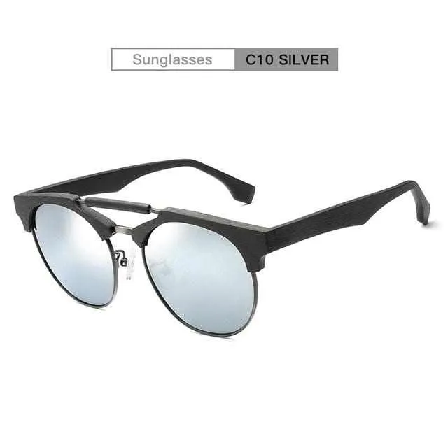 Men Women QianJing Retro Wood Sunglasses