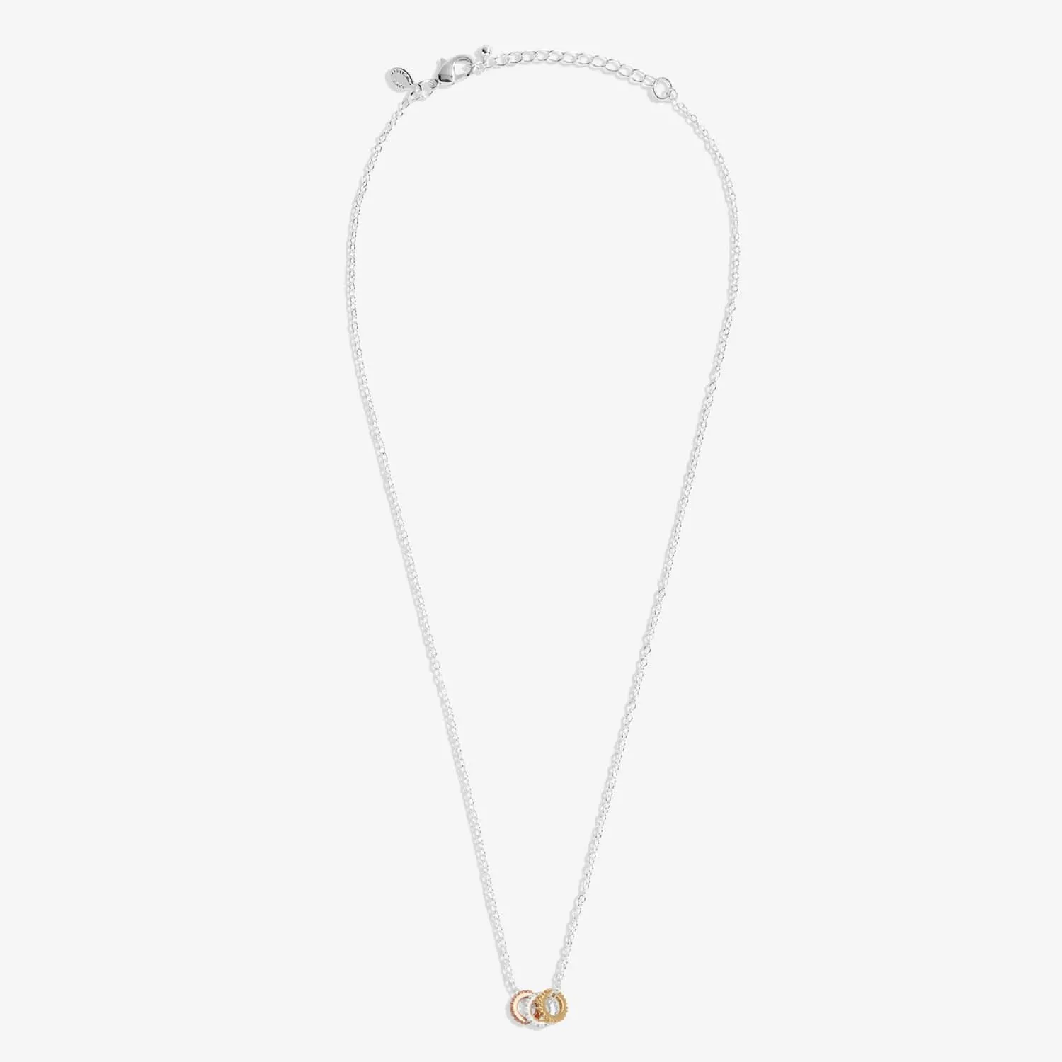Mini Charms Three Tone Pave Silver Gold Rose Gold Plated Necklace 7637