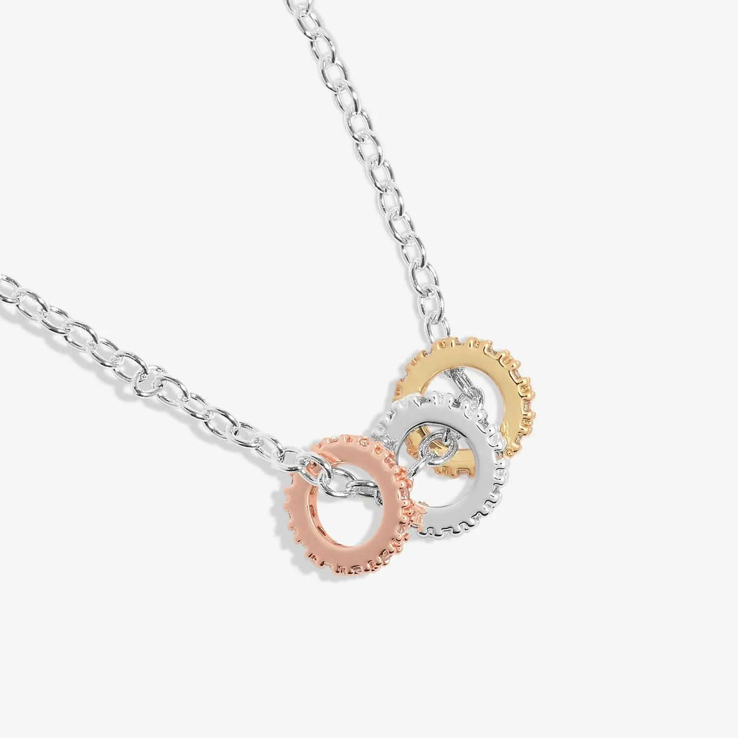 Mini Charms Three Tone Pave Silver Gold Rose Gold Plated Necklace 7637