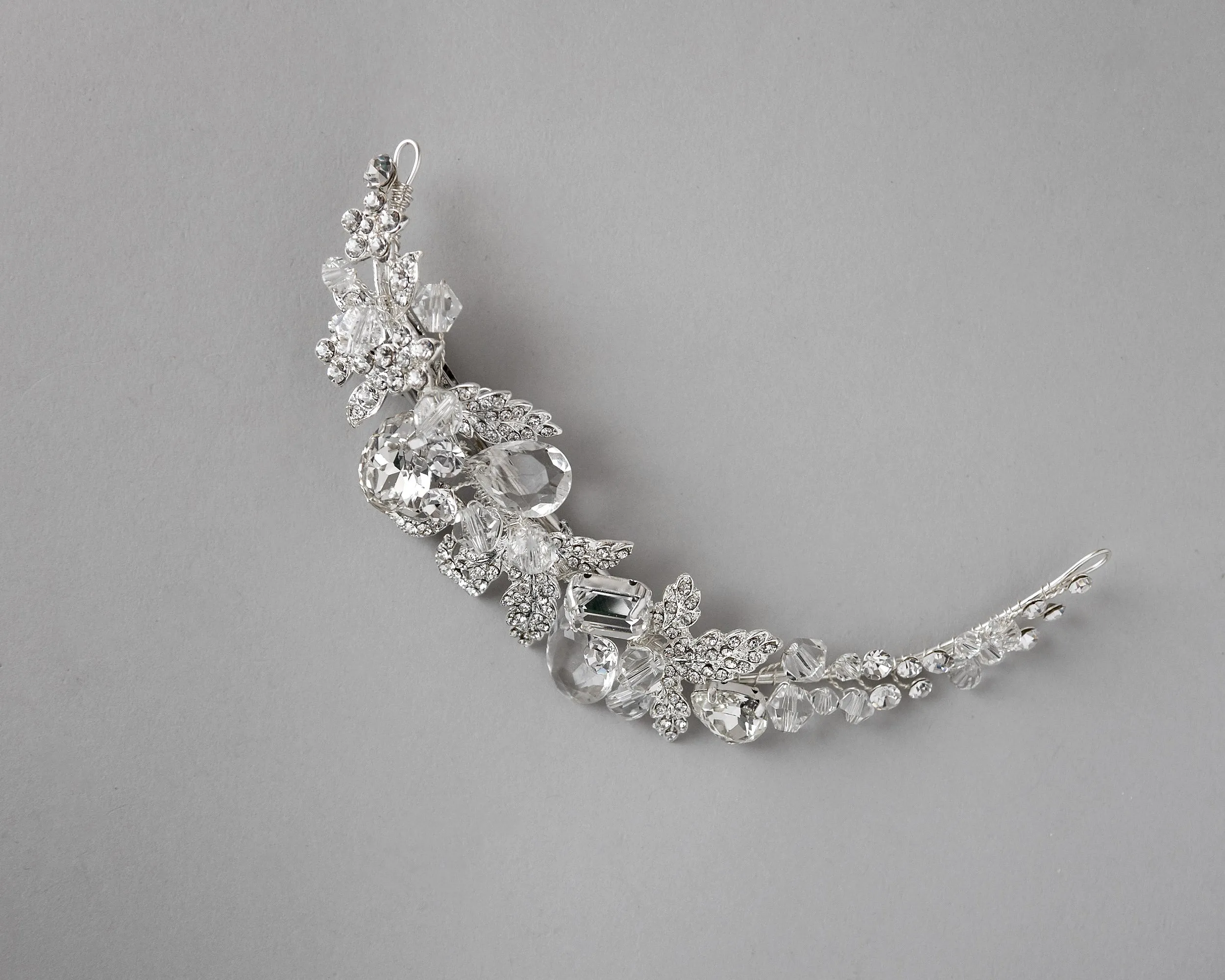 Narrow Silver Bling Bridal Hair Clip