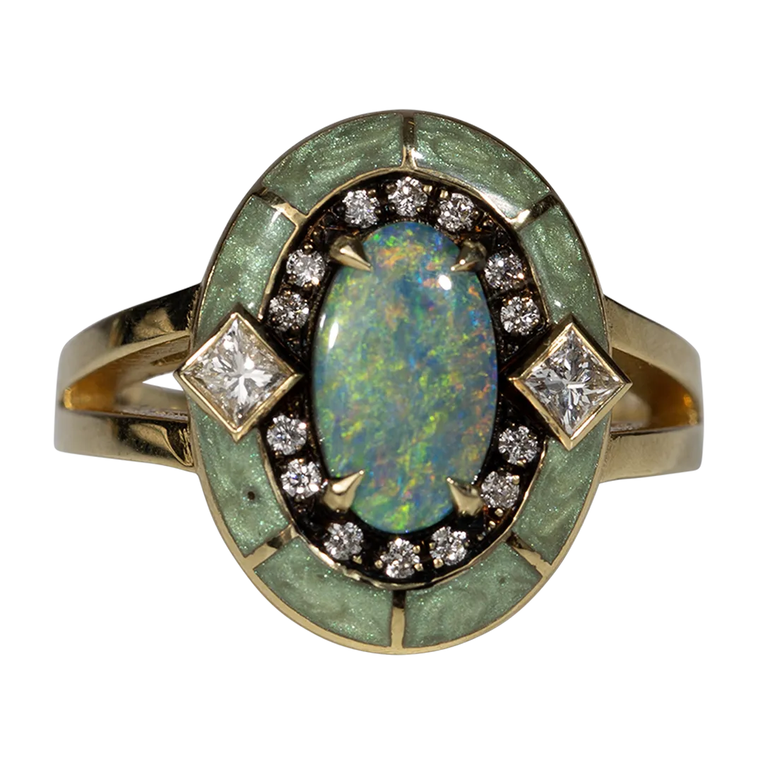 Opal and Diamond Rock Candy Ring