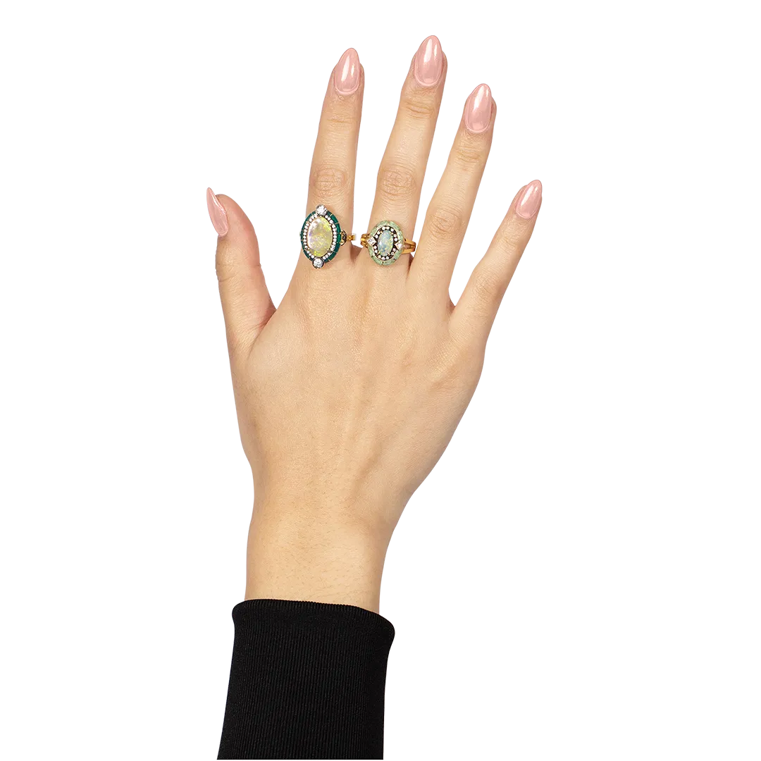 Opal and Diamond Rock Candy Ring