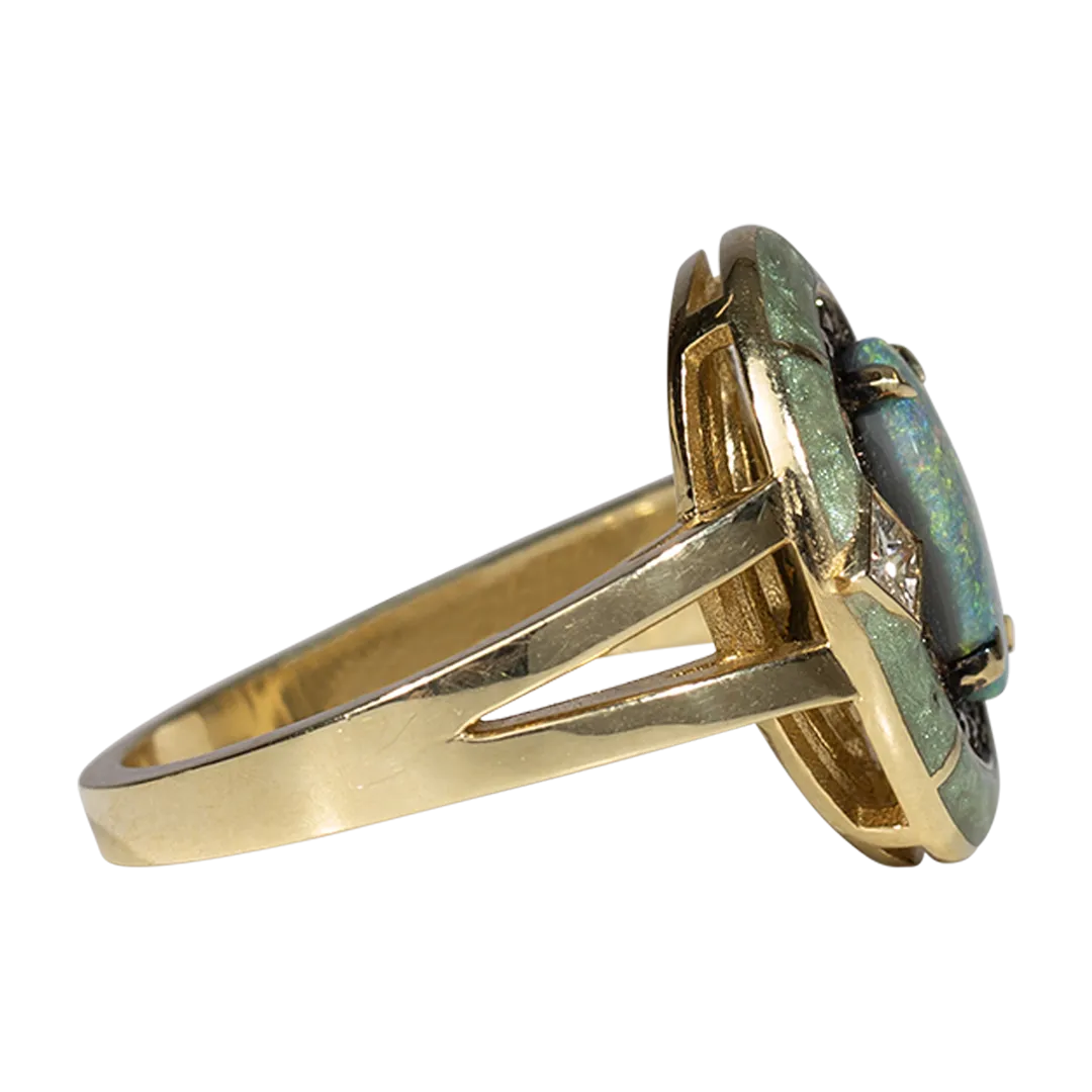 Opal and Diamond Rock Candy Ring