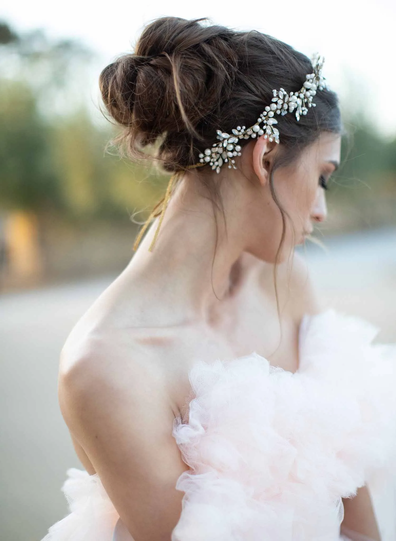 Opal and pearl lush bridal hair vine - Style #2042
