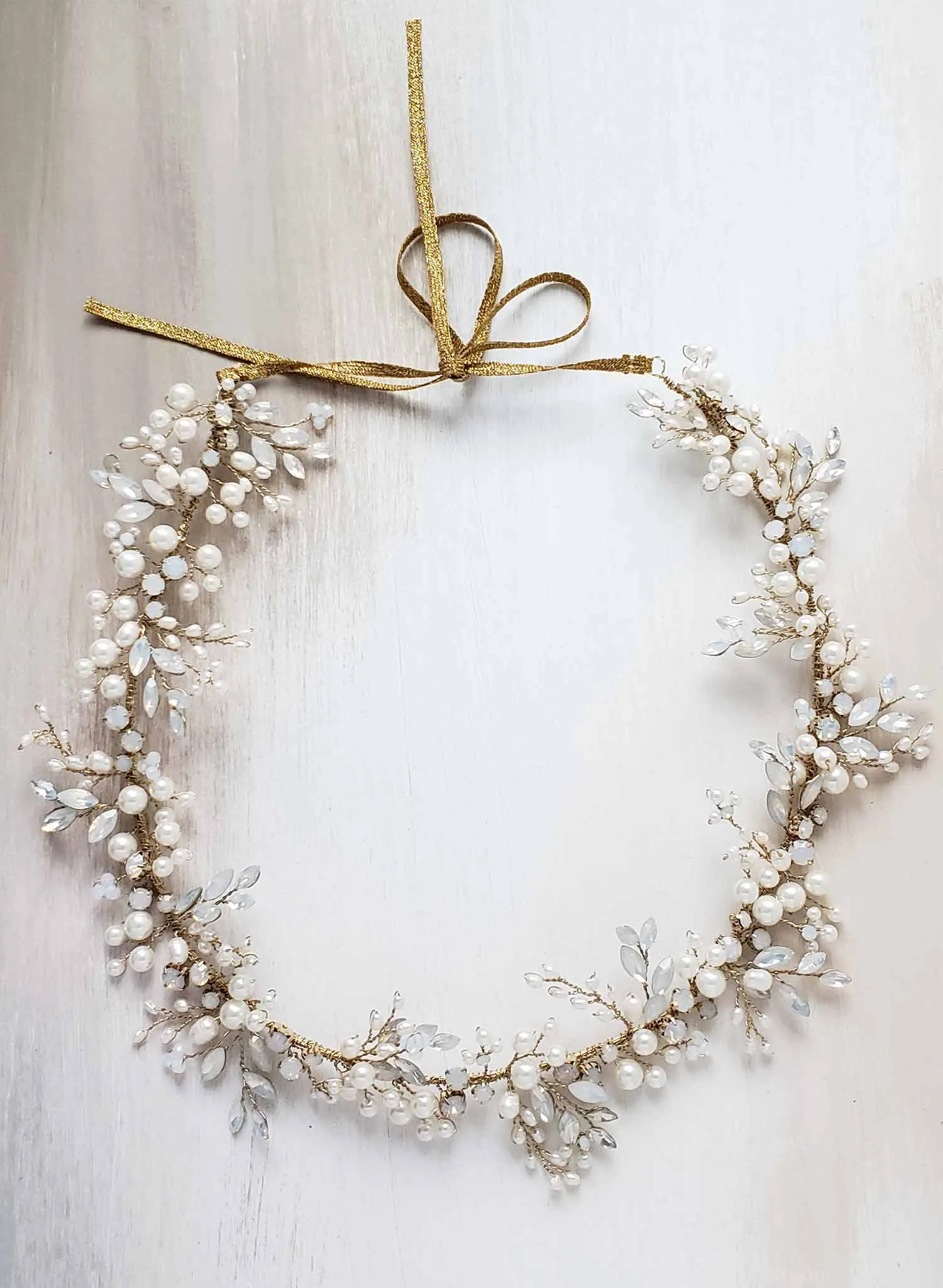 Opal and pearl lush bridal hair vine - Style #2042