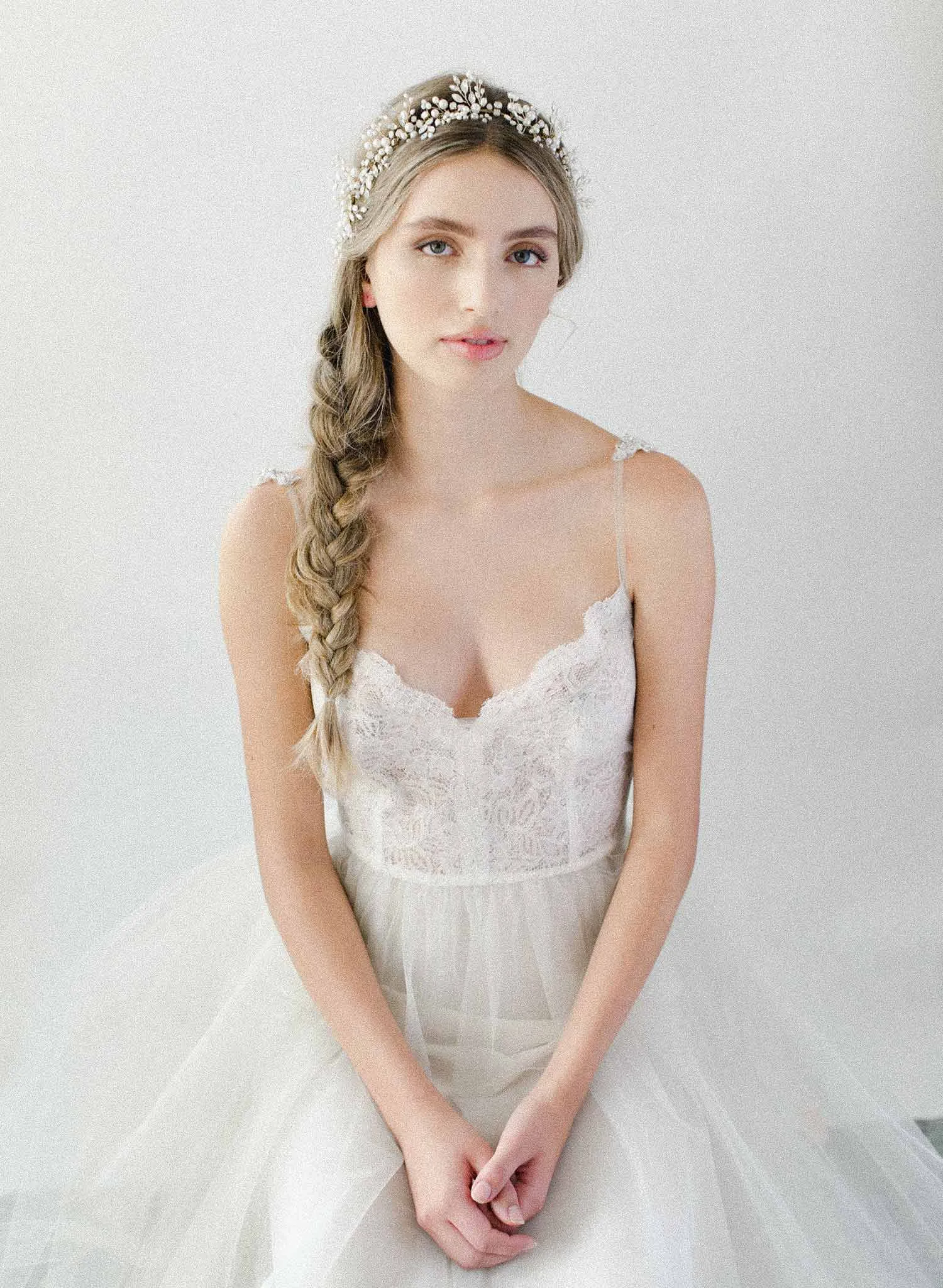 Opal and pearl lush bridal hair vine - Style #2042