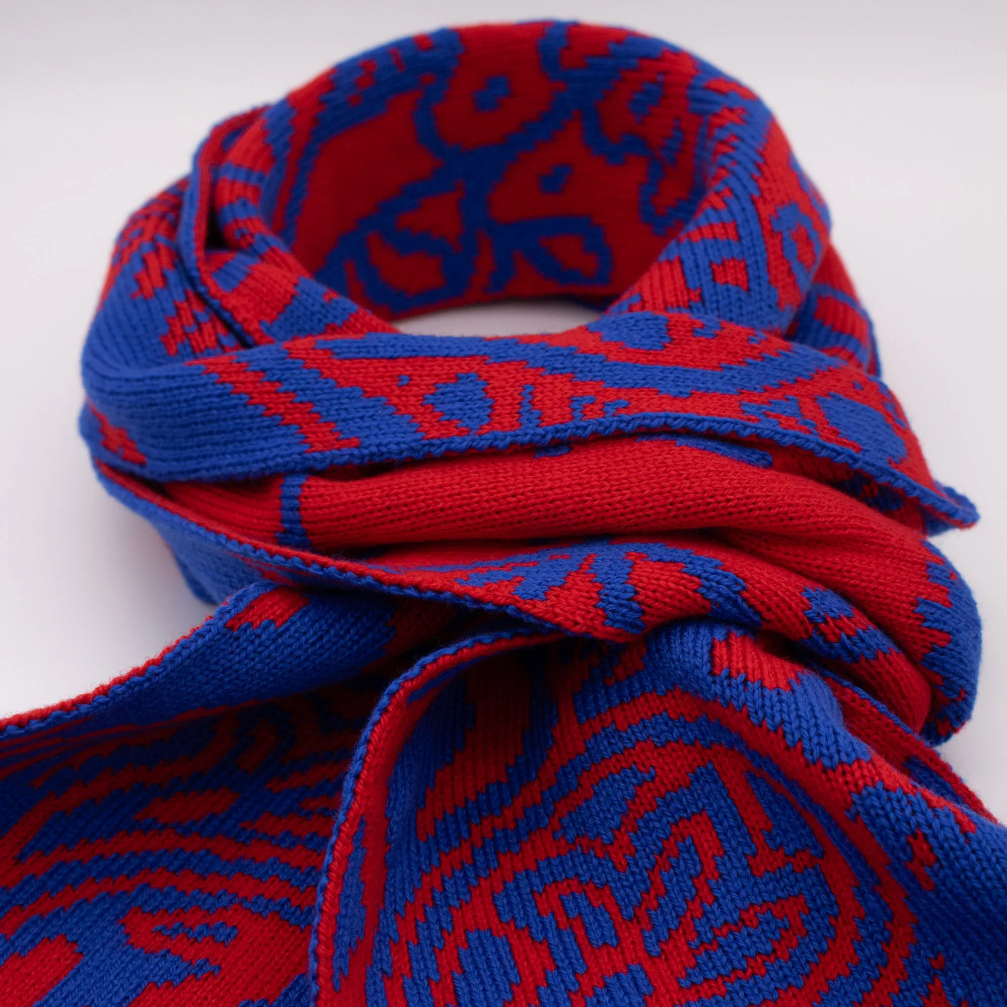 Paisley Gods Merino Scarf – Blue & Red