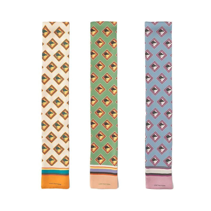 "Kiwi" Silk Twilly Neck Bow - Orange
