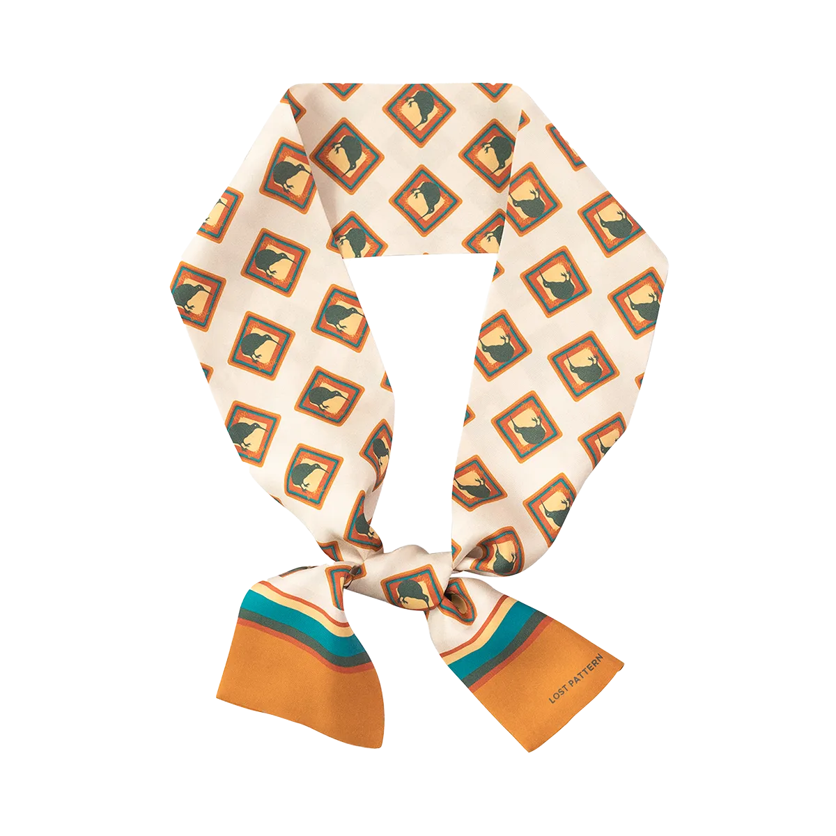 "Kiwi" Silk Twilly Neck Bow - Orange