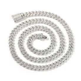 S925 6mm Cuban Chain Miami Sterling Silver Necklace Plated Moissanite Stone Dimond