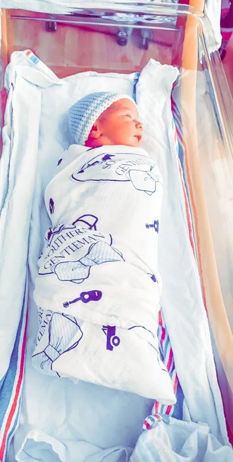 Southern Gentleman Baby Boy Muslin Swaddle Receiving Blanket