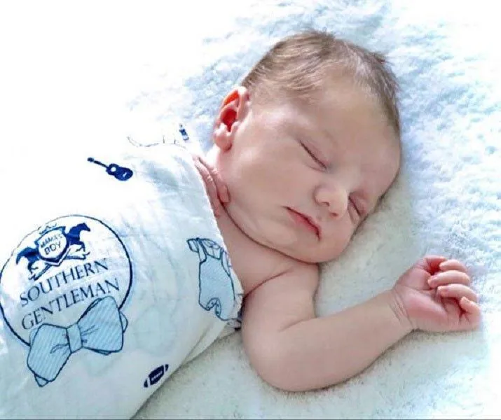 Southern Gentleman Baby Boy Muslin Swaddle Receiving Blanket