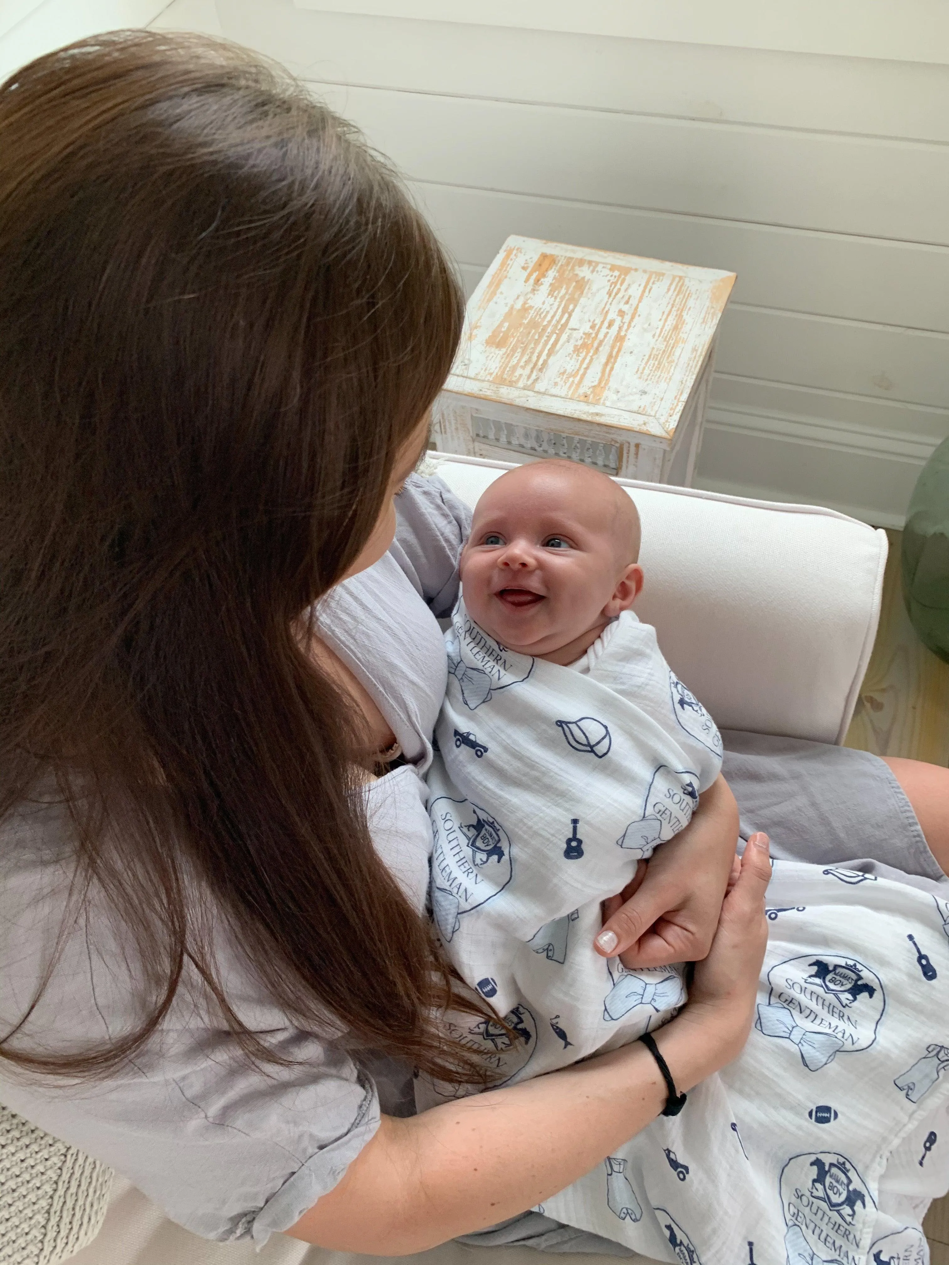 Southern Gentleman Baby Boy Muslin Swaddle Receiving Blanket