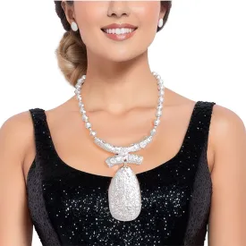 Teardrop Pendant Necklace Set - Silver
