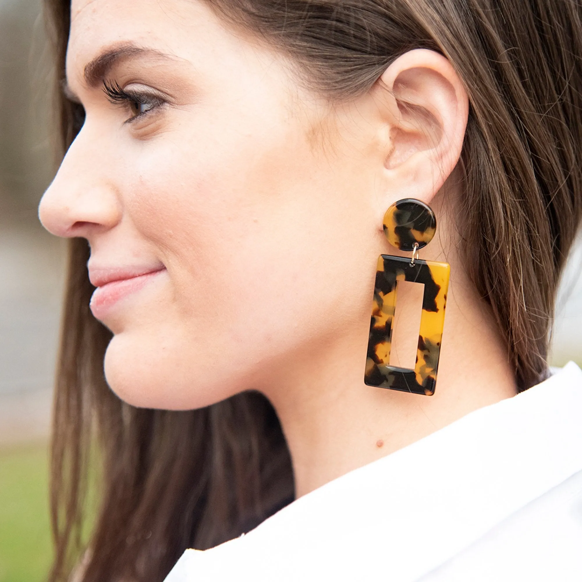 Tortoise Rectangle Earrings