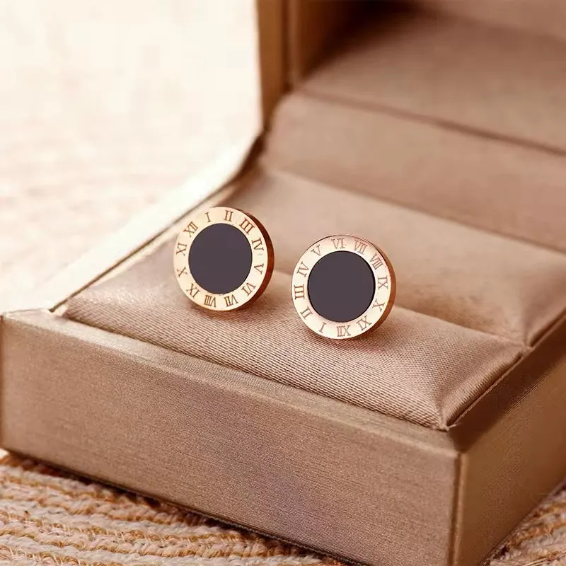 Vintage Roman Numerals Small Stud Earrings