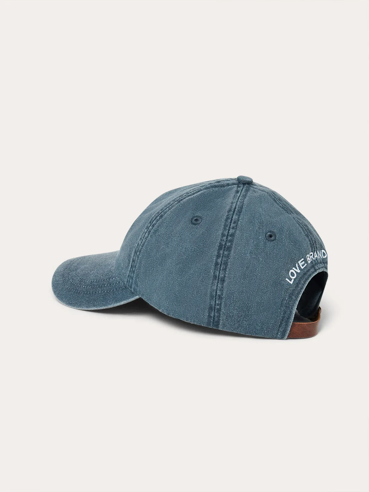 Washed Navy Rose Cap with Vegan Leather Strap