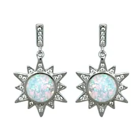 White Opal Sun CZ Sterling Silver Stud Earrings